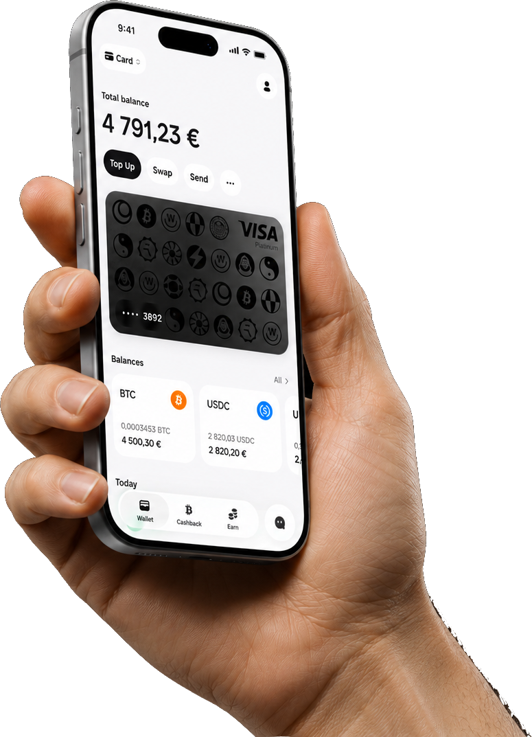Застосунок KOLO з картою Visa Platinum на екрані смартфона